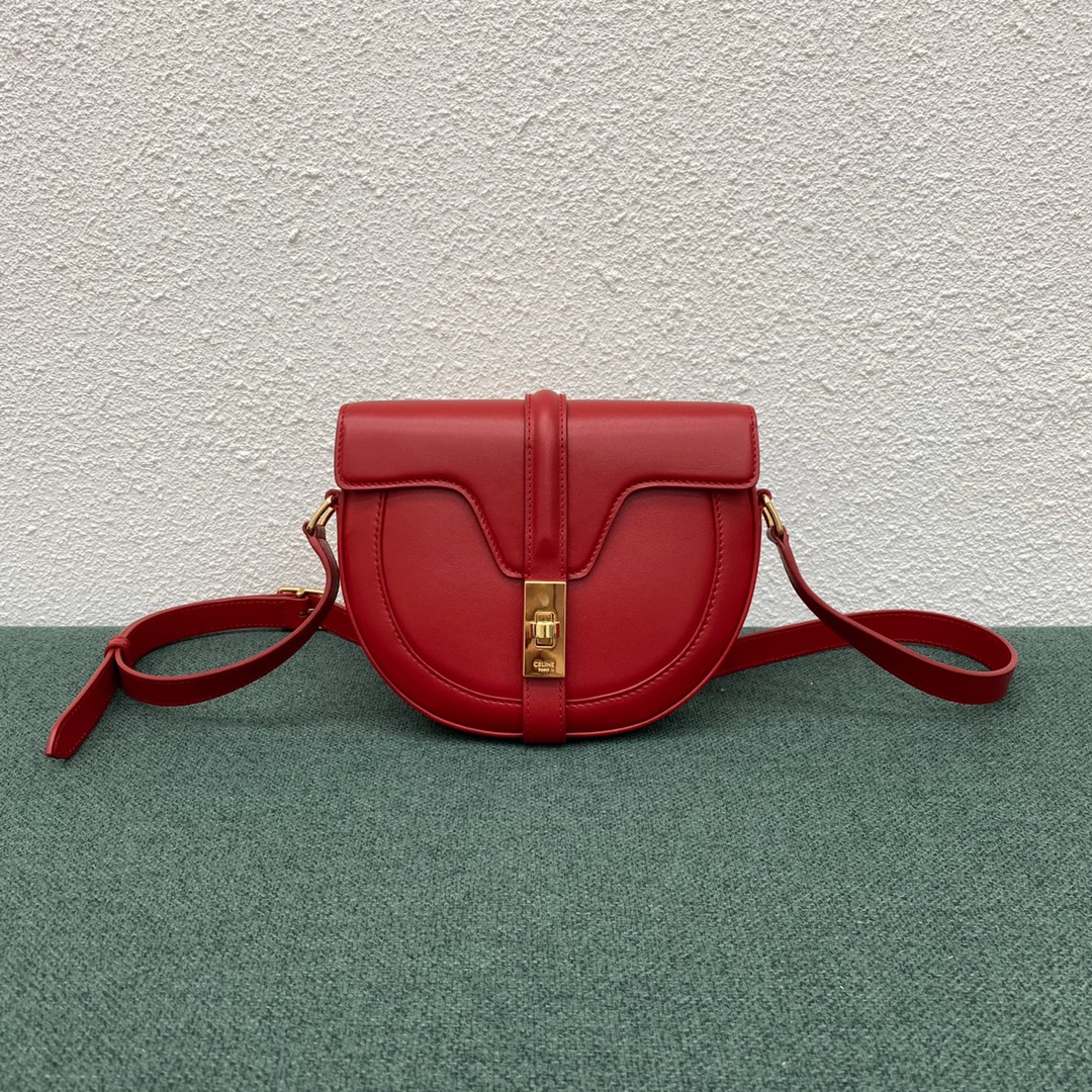 Celine Besace 16 Satinated Calfskin Shoulder Bag Red 188013